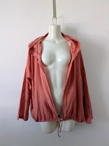 Veste d'été brodée en lin et coton à capuche - Culture Sud - taille unique