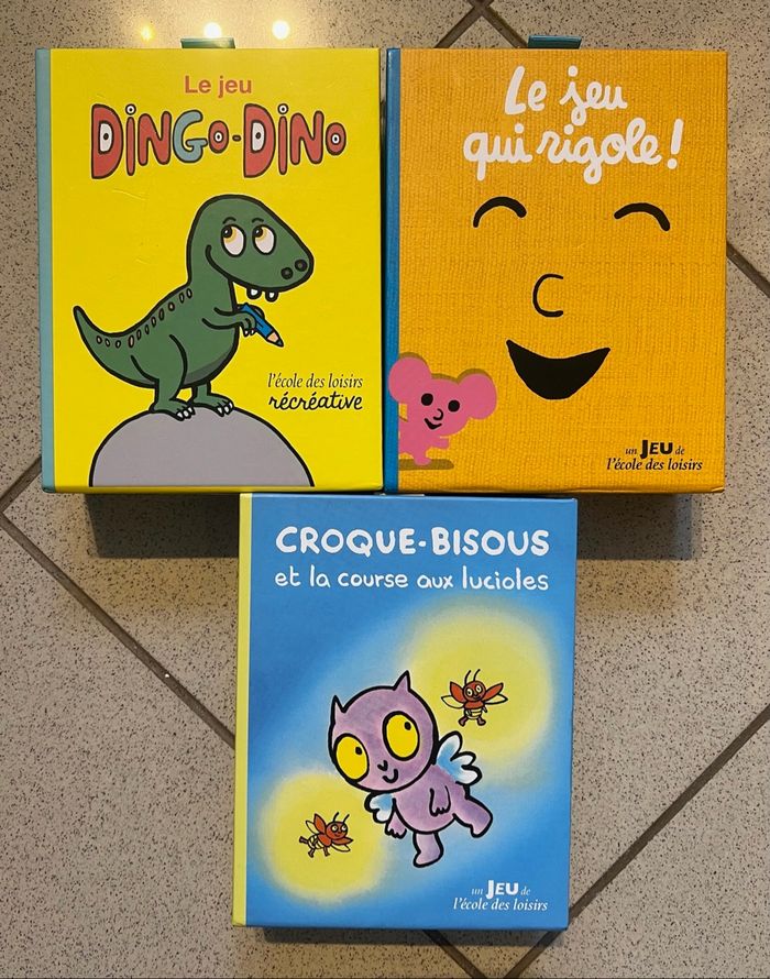 Lot 3 jeux enfants l’école des loisirs dinosaure dingo croque bisous