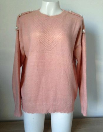 Pull col rond manches longues à boutons taille unique QUEEN