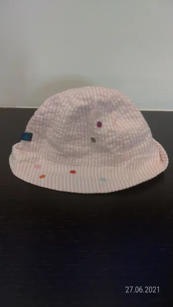 Chapeau/ bob été rayé rose à pois