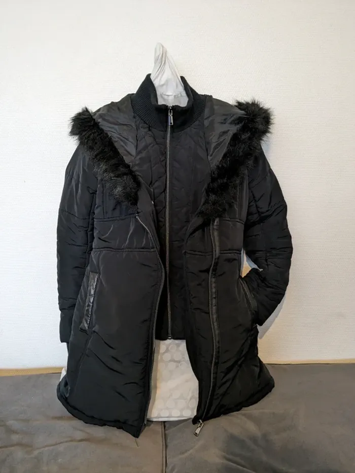 Doudoune longue et chaude Grain de Malice - noire