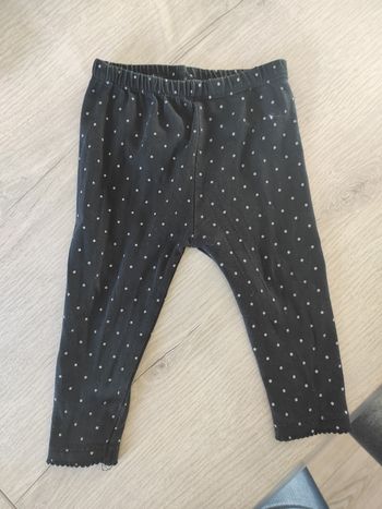Legging noir à pois gris
