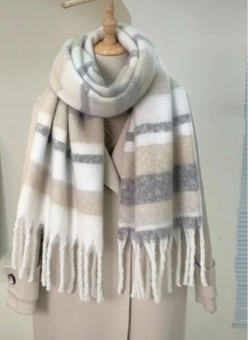 Écharpe Blanche Beige Grise