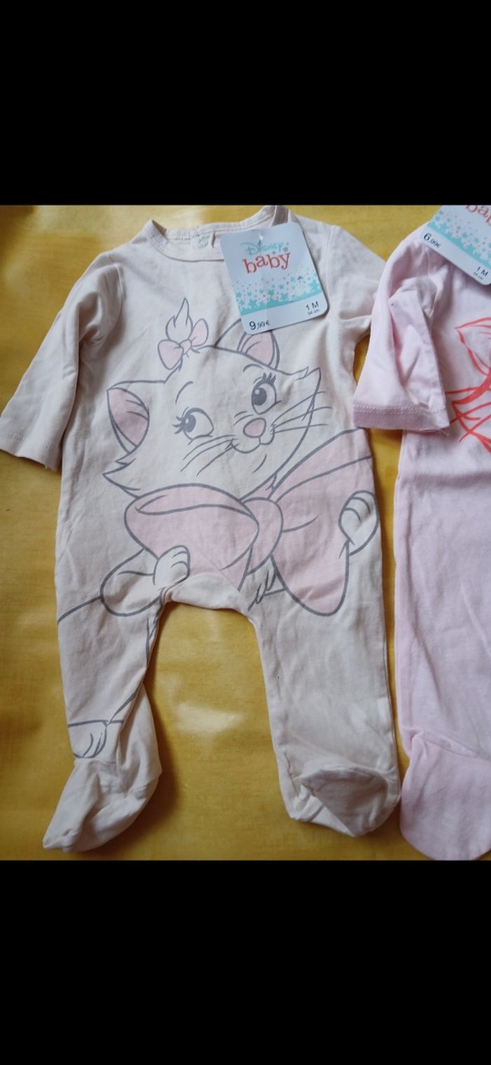 Lot 2 pyjamas fille en coton Marie disney 54 cm 1 mois - photo numéro 2