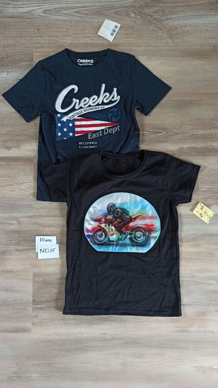 Lot t-shirts garçon Creeks moto 10 ans