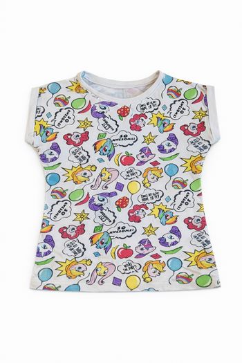 T-shirt fille avec motifs BD pailletés argentés. 5 ans. My little Pony.
