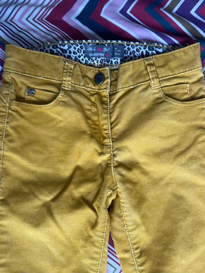 Pantalon velours ras moutarde fille tbeg 7 ans taille réglable - photo numéro 4