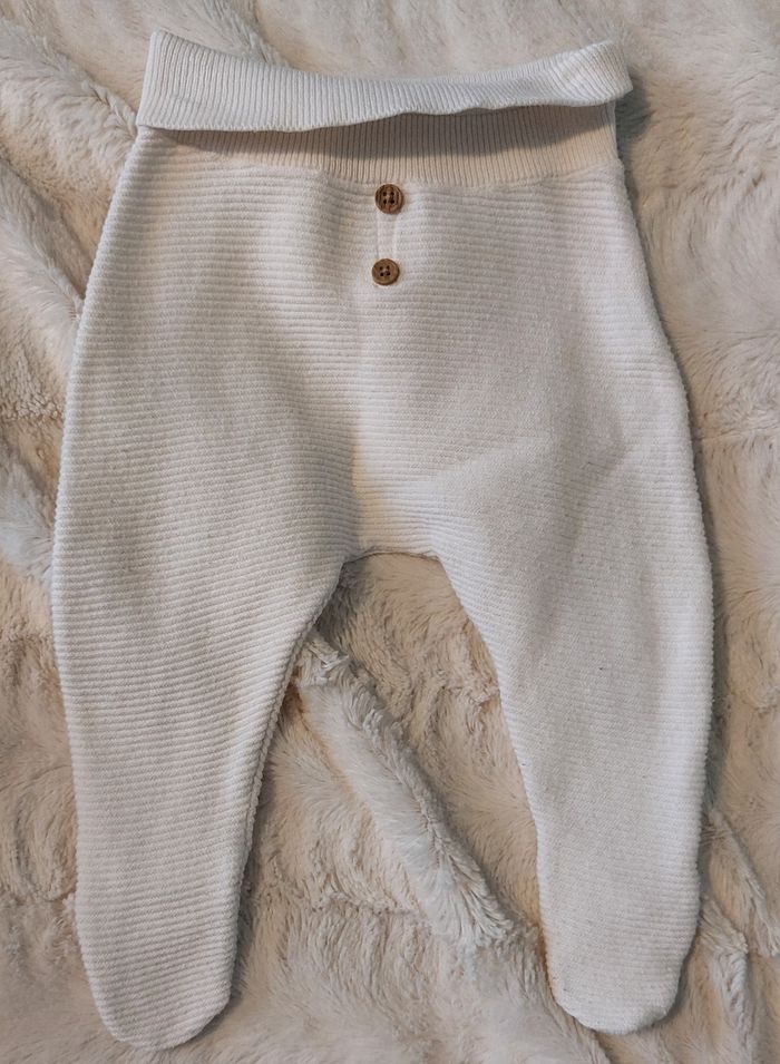 Pantalon avec pieds maille écru