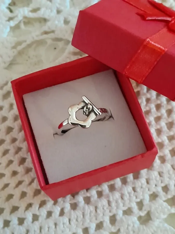 Bague fine , fleur, argent 925, réglable (54/56) - photo numéro 2