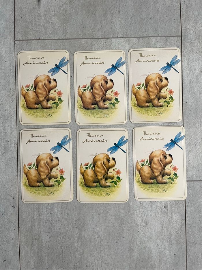 Lot 6 cartes heureux anniversaire libellule - photo numéro 2