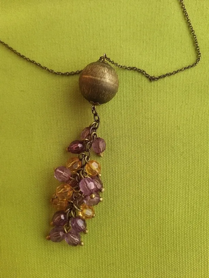 Collier femme doré avec pendentif avec perles - photo numéro 2