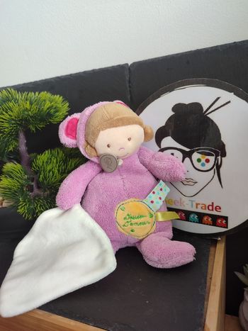 doudou mouchoir peluche doudou d'amour violet rose blanc déguisement fille