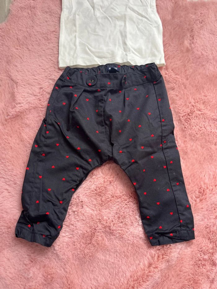 Ensemble cœur teeshirt + pantalon sarouel 6 mois - photo numéro 3