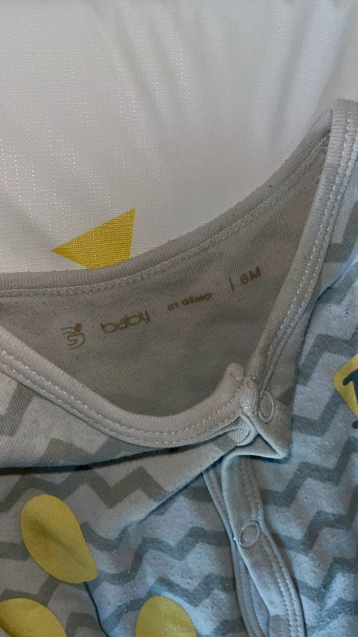 Pyjama été en coton gris éléphant 6mois gemo - photo numéro 4