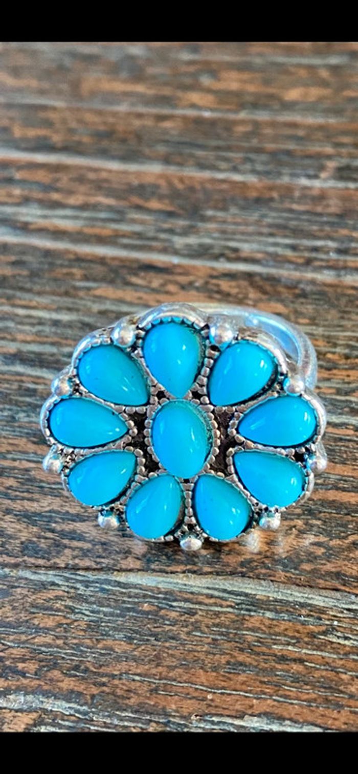 Magnifique bague argenté avec turquoise, taille 52