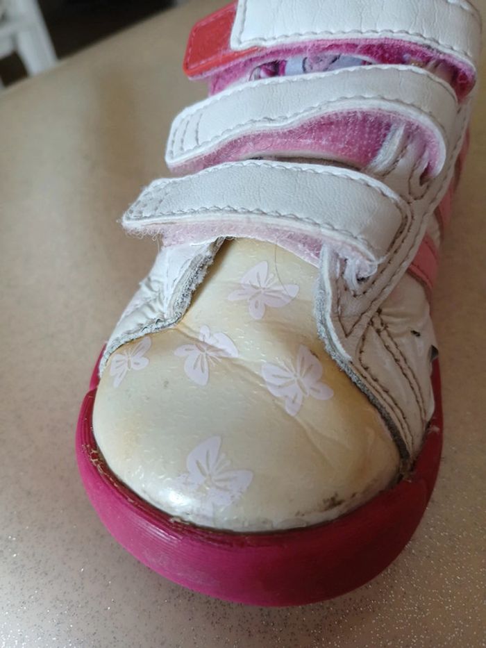 Baskets basses à scratch fille blanche et rose - photo numéro 8