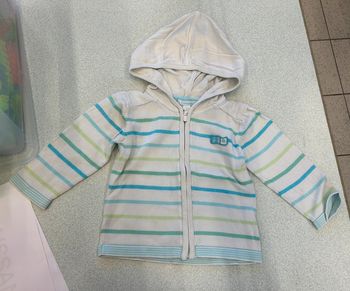 Gilet à capuche blanc à rayures Orchestra 18 mois