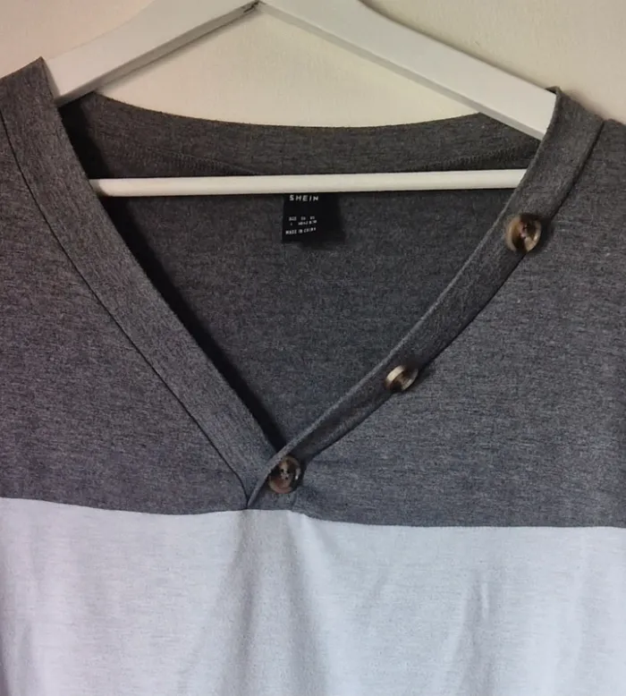 T.shirt manches longues gris/blanc/rose chiné - photo numéro 2