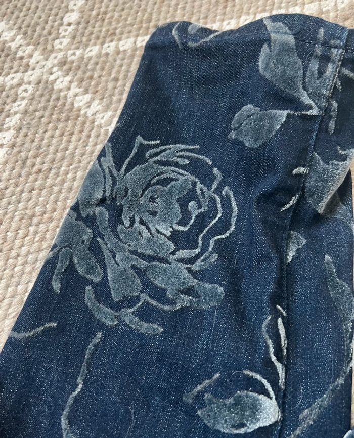 Jeans skinny pivoines velours vintage Whimsygoth - Taille M/L - photo numéro 7