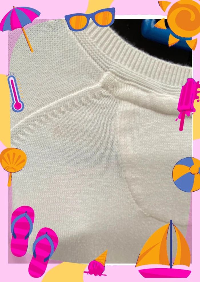 Sweat à col V Celio M 38 blanc crème - photo numéro 4