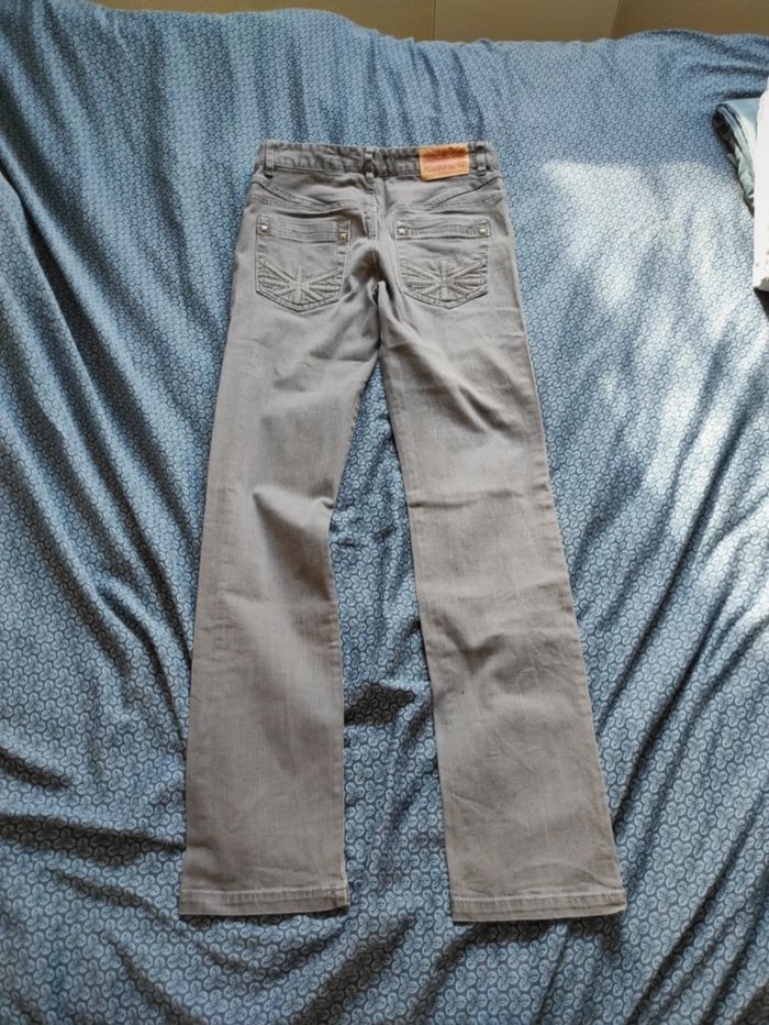 Pantalon jean gris droit avec de vraies poches drapeau anglais England uk - photo numéro 3