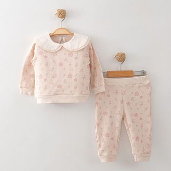 Ensemble Bébé Fille 18–24 Mois Élégant – Col Dentelle Fleurs