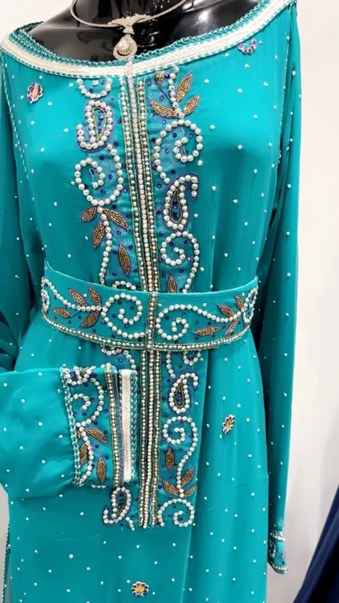 Magnifique caftan sari avec un dégradé de couleur sublime - photo numéro 2