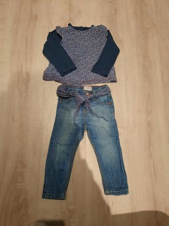 Ensemble chipie blouse+pantalon jean 18 mois tbe