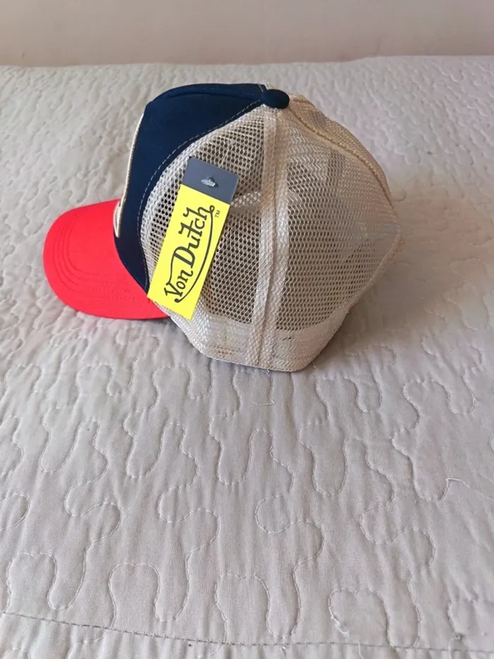 Casquette Von Dutch homme bleu rouge et beige - photo numéro 4