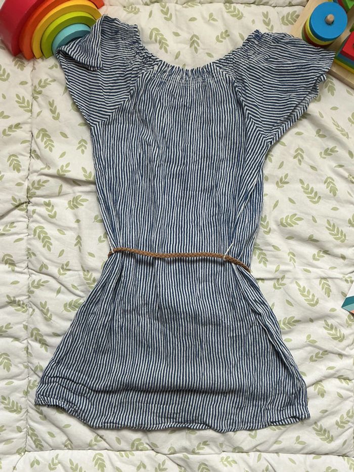 robe manches courtes rayé bleu et blanc 4 ans kiabi - photo numéro 6