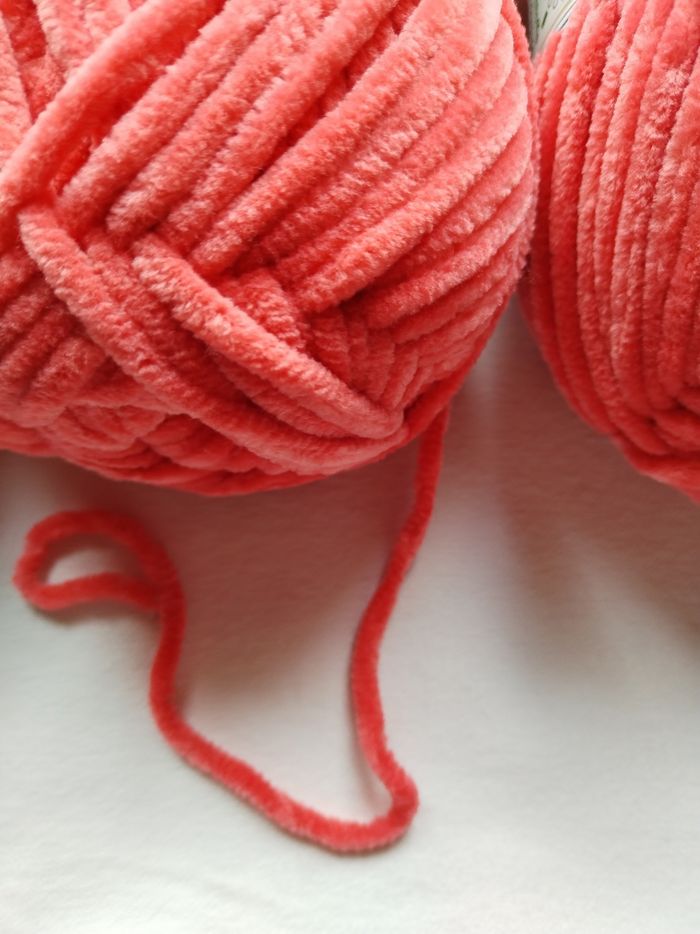 Lot de 3 pelotes Laine Chenille (300 g) - Corail / Orange - photo numéro 4