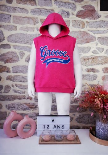 Sweat à capuche sans manches groove Fille taille 12 ans marque Okaidi 🦜