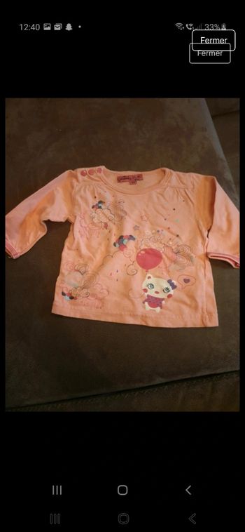 Lot 2 chemises manches longues fille 3 mois