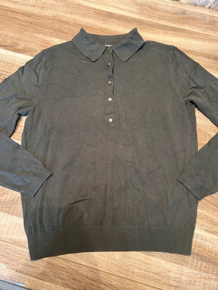 Pull polo à manches longues gris - photo numéro 2