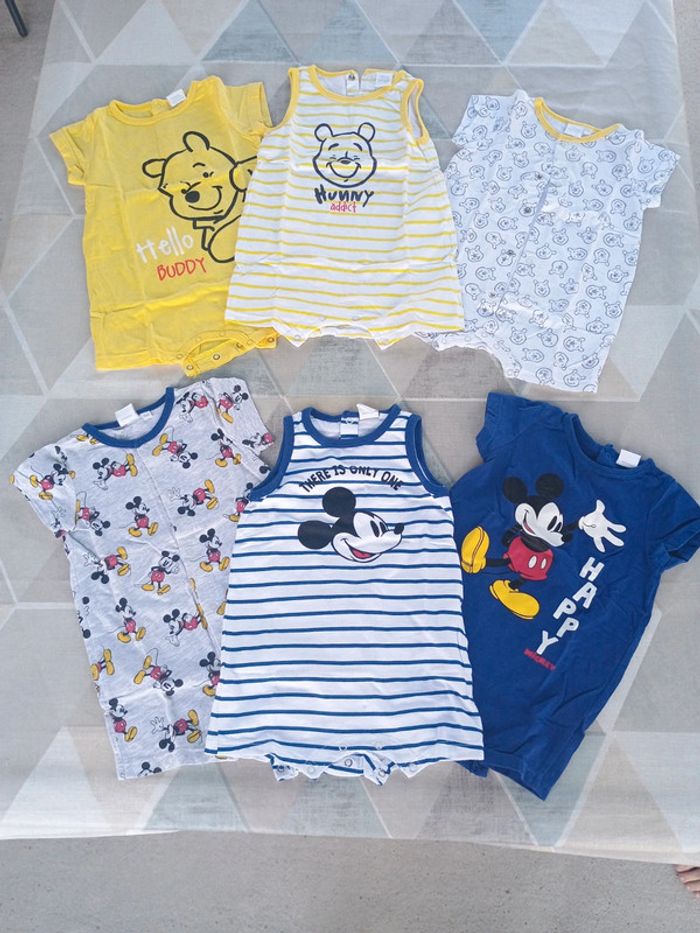Lot de 6 barboteuses Disney Baby 9 mois