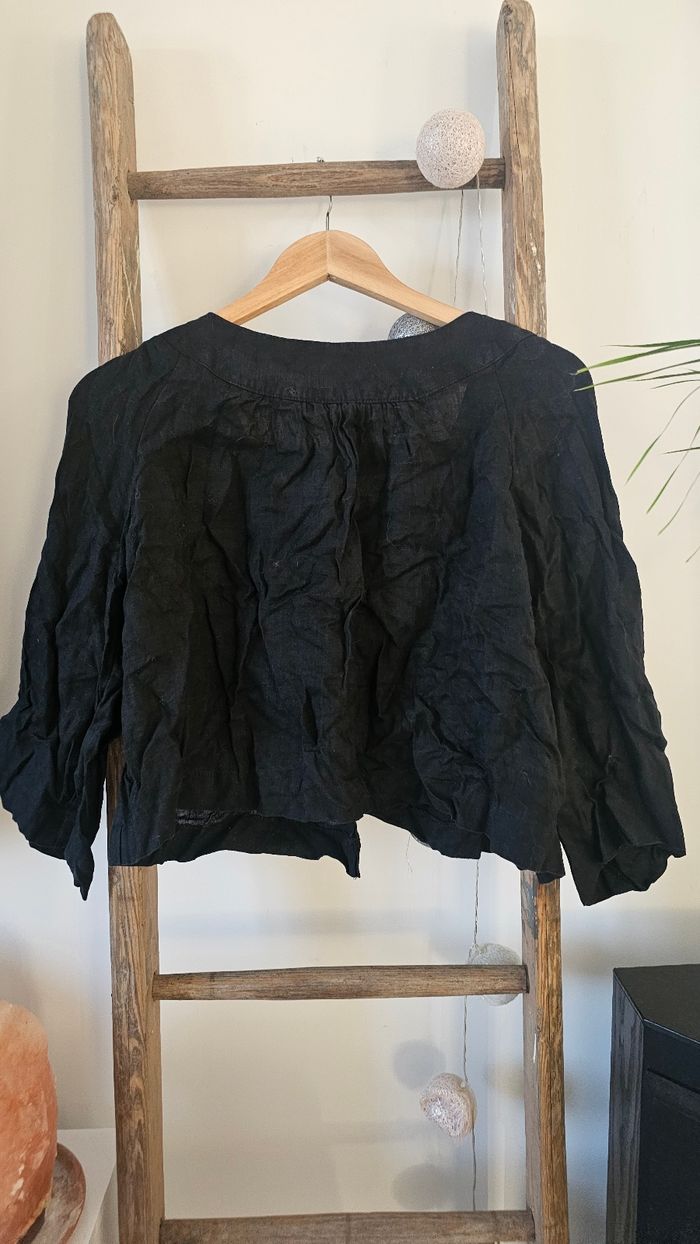 Veste en lin noire taille 38 M - photo numéro 2