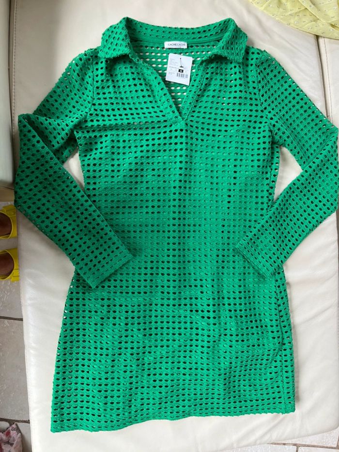 Jolie robe été cache cache taille s deux en un style dentelle vert pour 36 à 38 - photo numéro 8