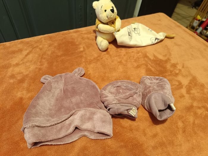 Bonnet + gants bébé fille violet Zeeman hiver - photo numéro 2