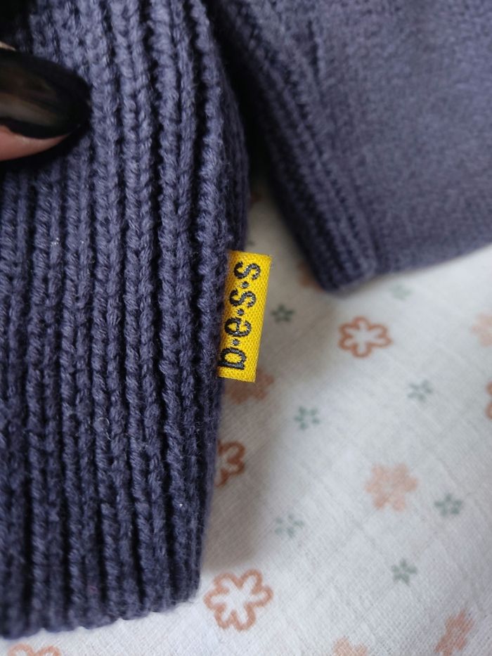 Gilet épais en laine bleu marine mixte Bees - Taille 9 mois - Très bon état - photo numéro 7