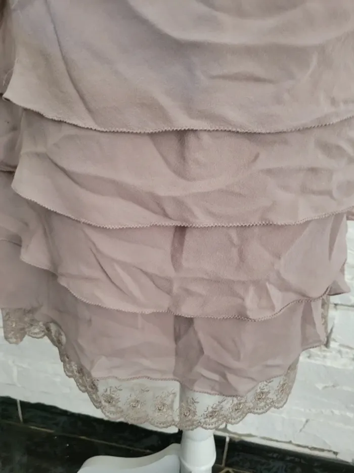Robe taupe 36 en soie à volant - photo numéro 9