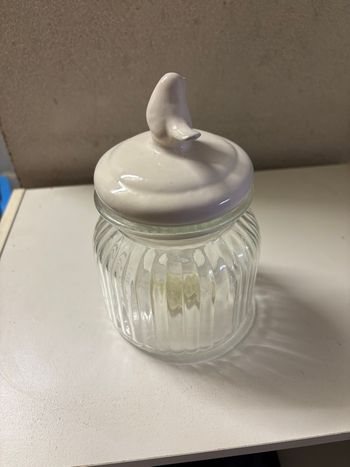 Bocal en verre avec couvercle oiseau