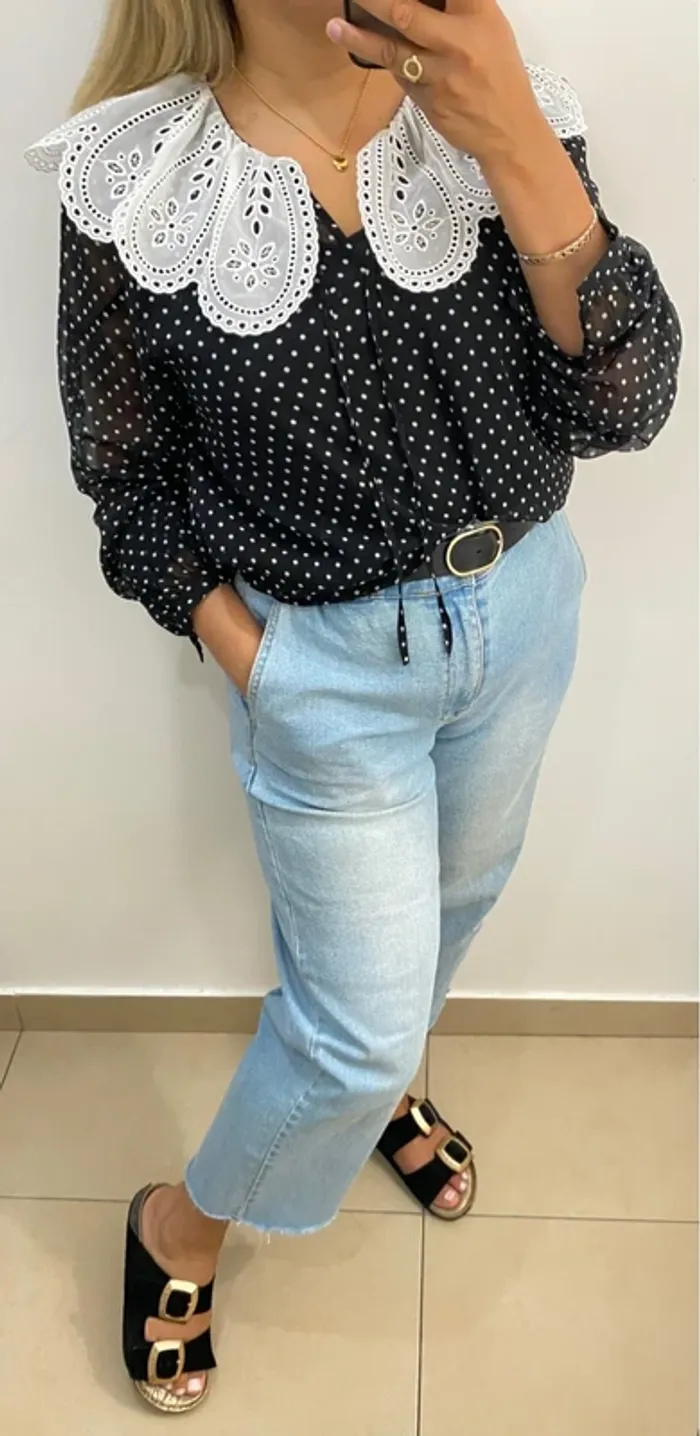 Blouse Claudie Pierlot Avec Col Claudine Taille 36-38 - photo numéro 6