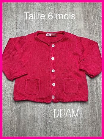 Gilet épais Dpam rose fushia - taille 6 mois