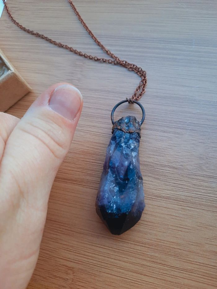 Collier pendentif Améthyste cuivre - photo numéro 4