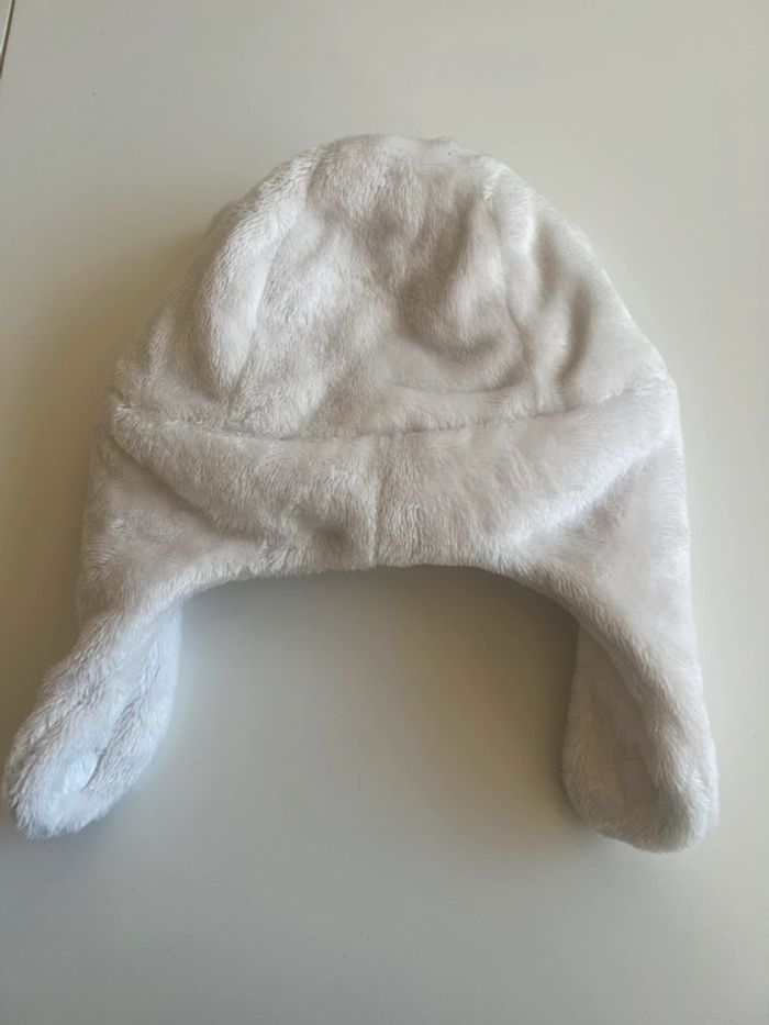 Bonnet blanc velours bébé petit ours - photo numéro 2