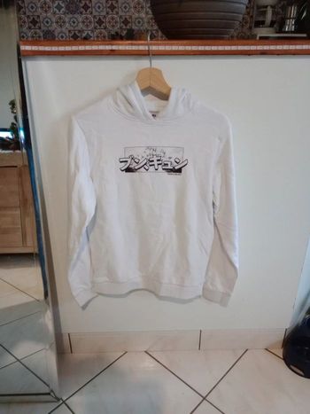 Sweat à capuche 14 ans blanc motif japonais c73