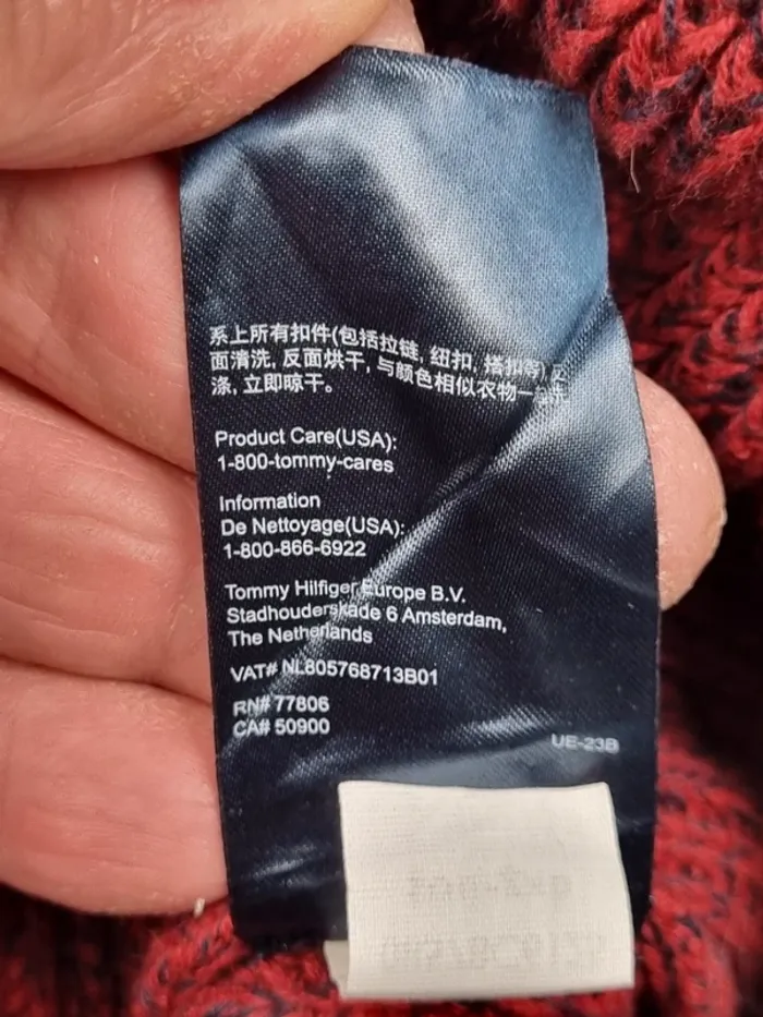 Veste zippée Tommy Hilfiger bordeaux chiné – Taille XL Hommes (mesures en photos) - photo numéro 8