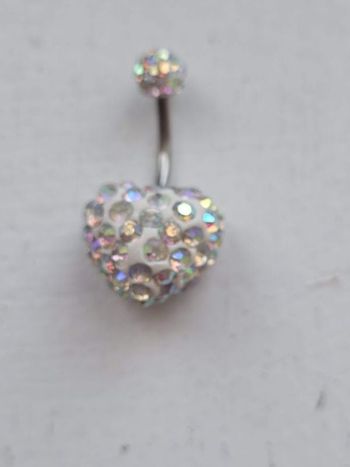 Piercing nombril coeur argenté  multicolore