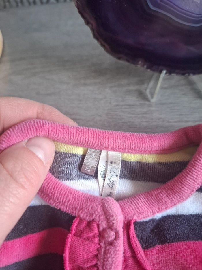 Pyjama bébé 6 mois rayé multicolore en velours – Orchestra – Très bon état - photo numéro 4