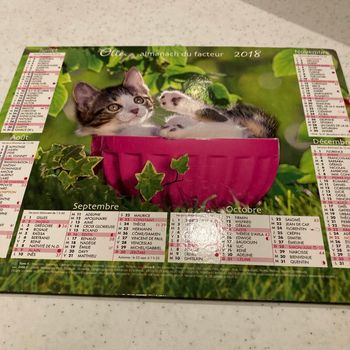 Calendrier poste 2018